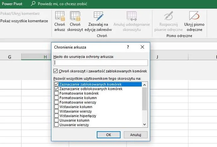 Blokowanie komórek w Excelu