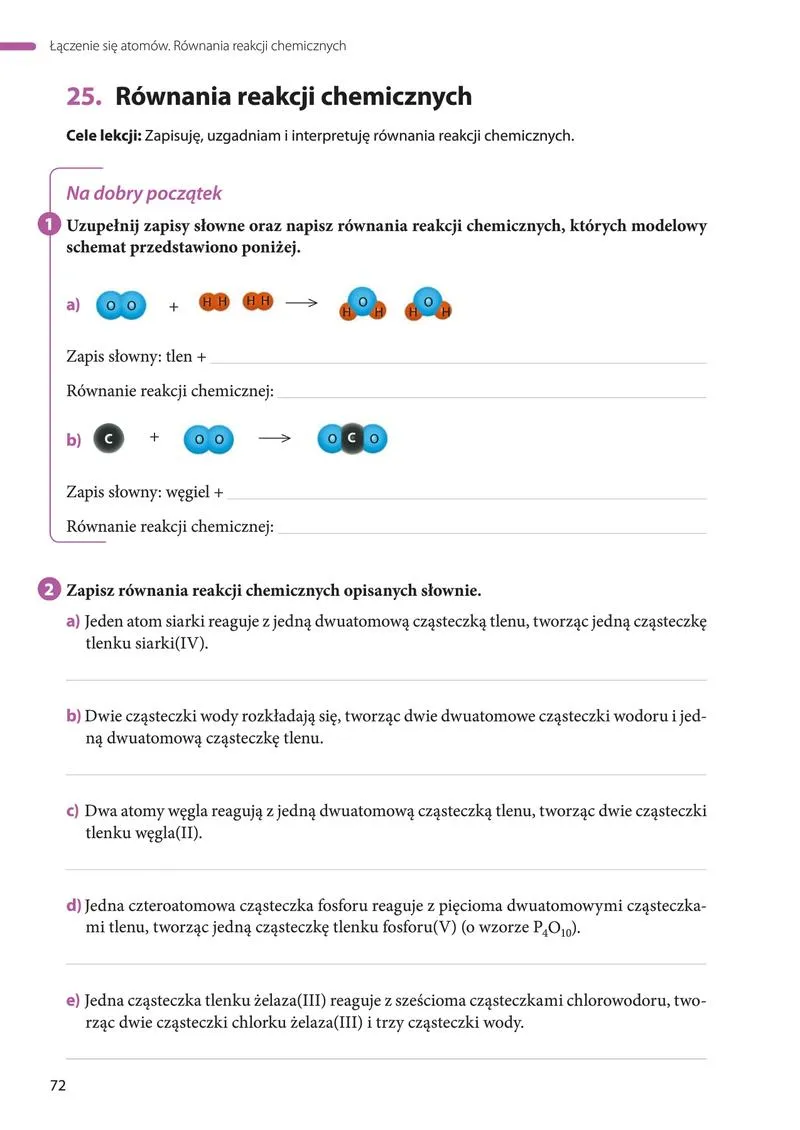 Pisanie równań chemicznych