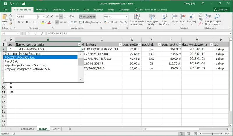 Walidacja danych Excel